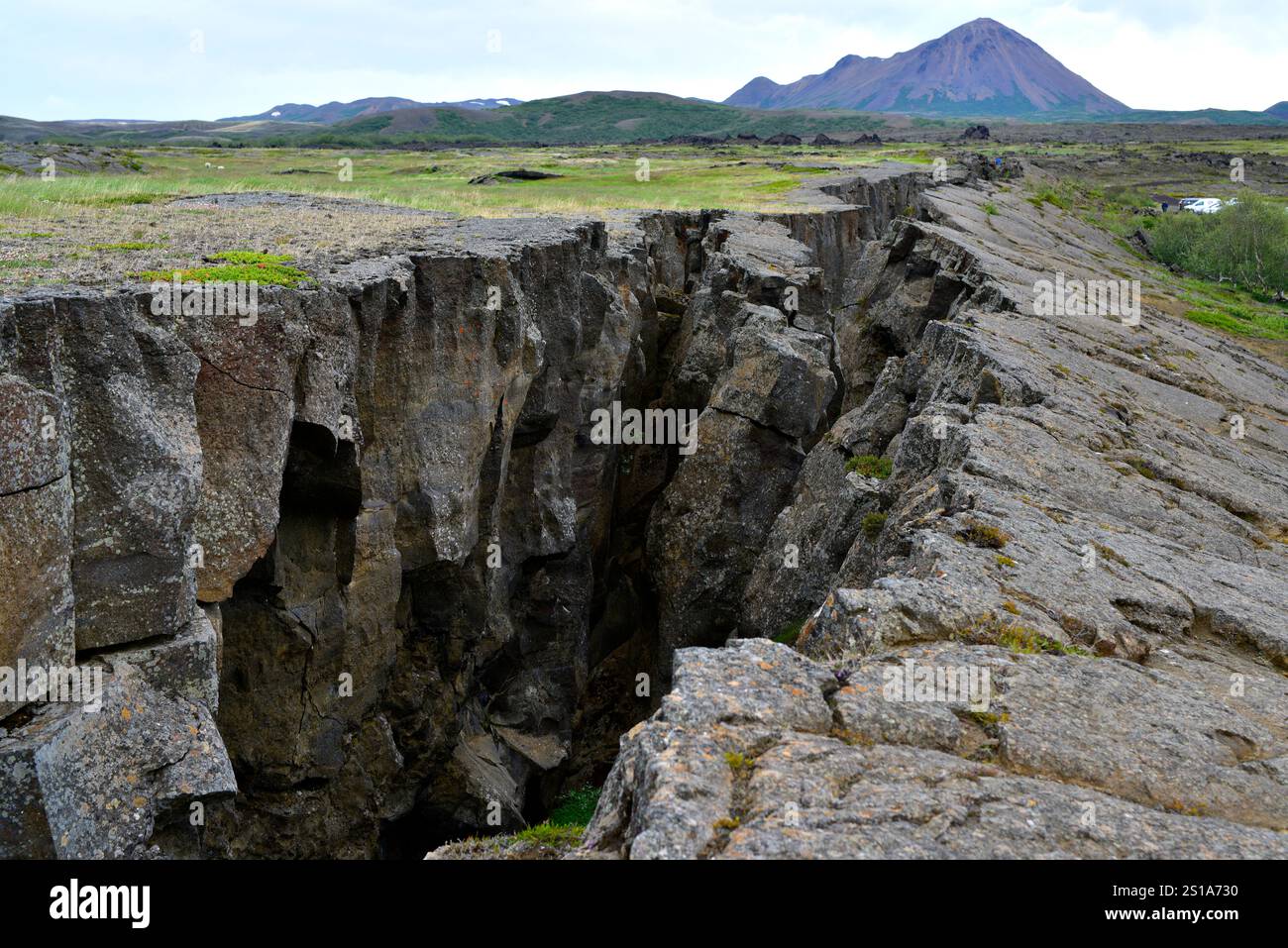 Crête mi-atlantique, contac entre les plaques américaine et eurasienne. Région de Myvatn, Islande. Banque D'Images