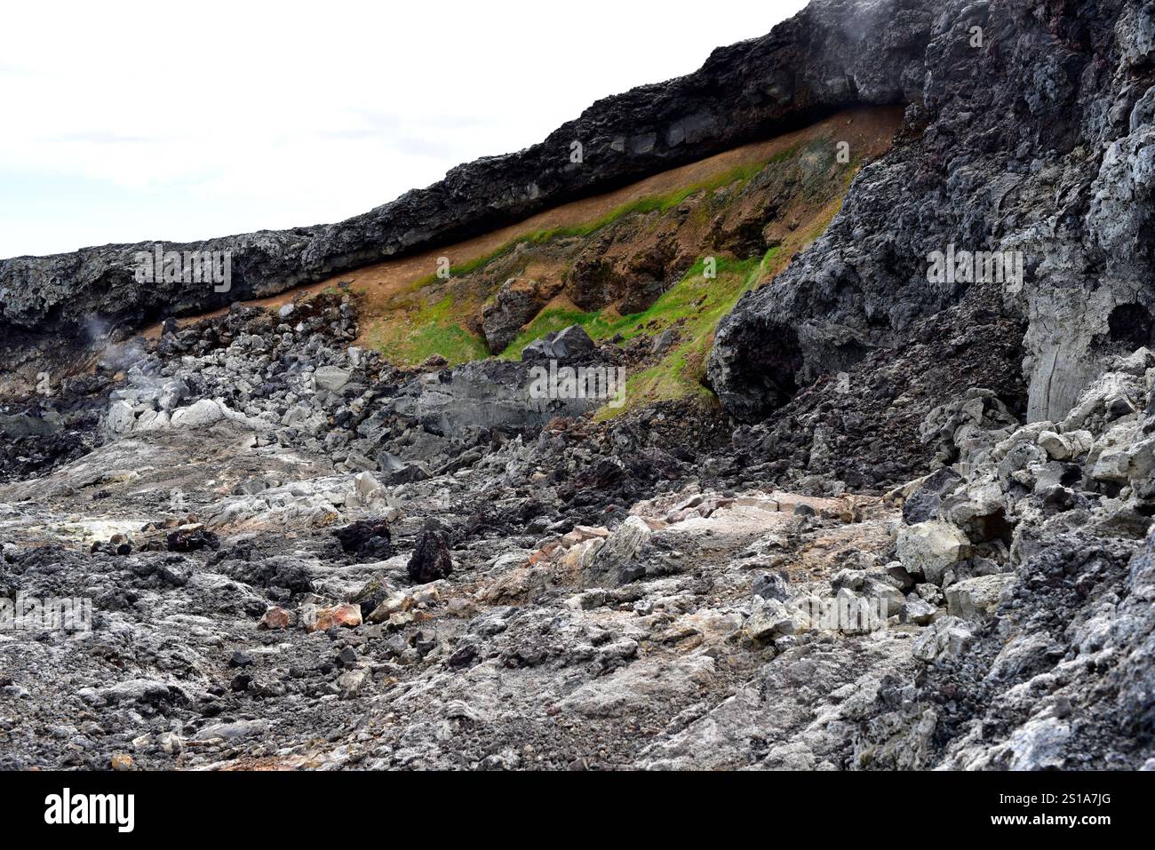 Volcan Leirhnjukur, fumerolles. Krafla, région de Myvatn, Islande. Banque D'Images