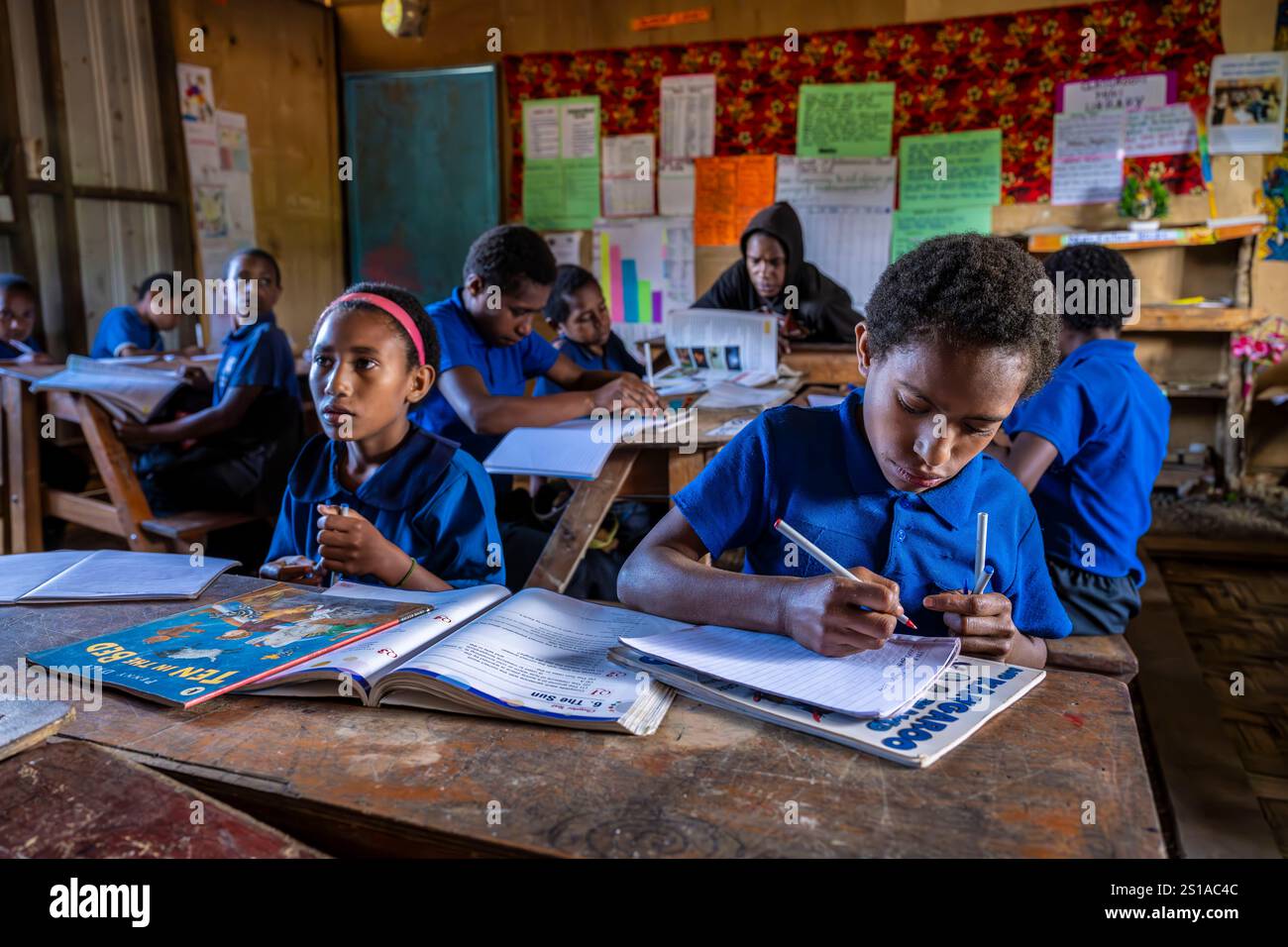 Papouasie-Nouvelle-Guinée, Province des hautes terres occidentales, vallée de Wahgi, région du mont Hagen, mont Hagen, école Paia Corner Banque D'Images