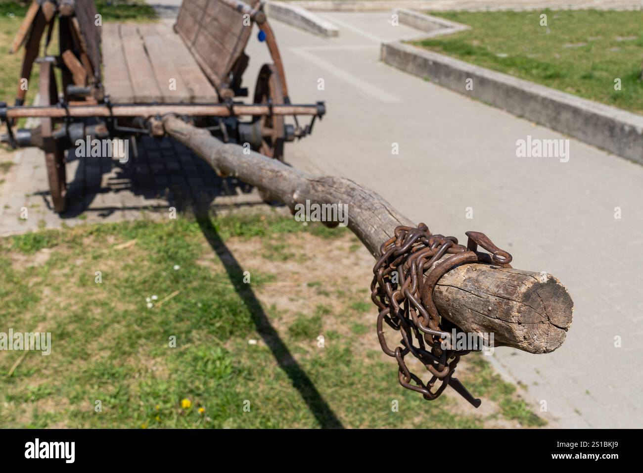 Gros plan de vieux wagon en bois antique Banque D'Images