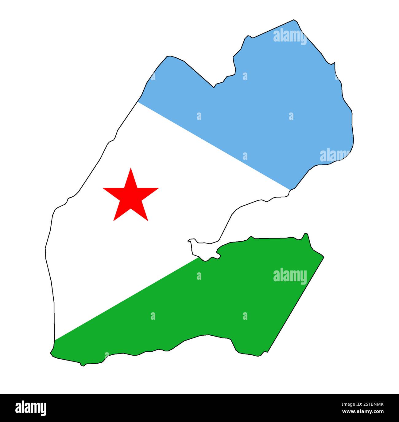 Drapeau de Djibouti avec contour de frontière Banque D'Images