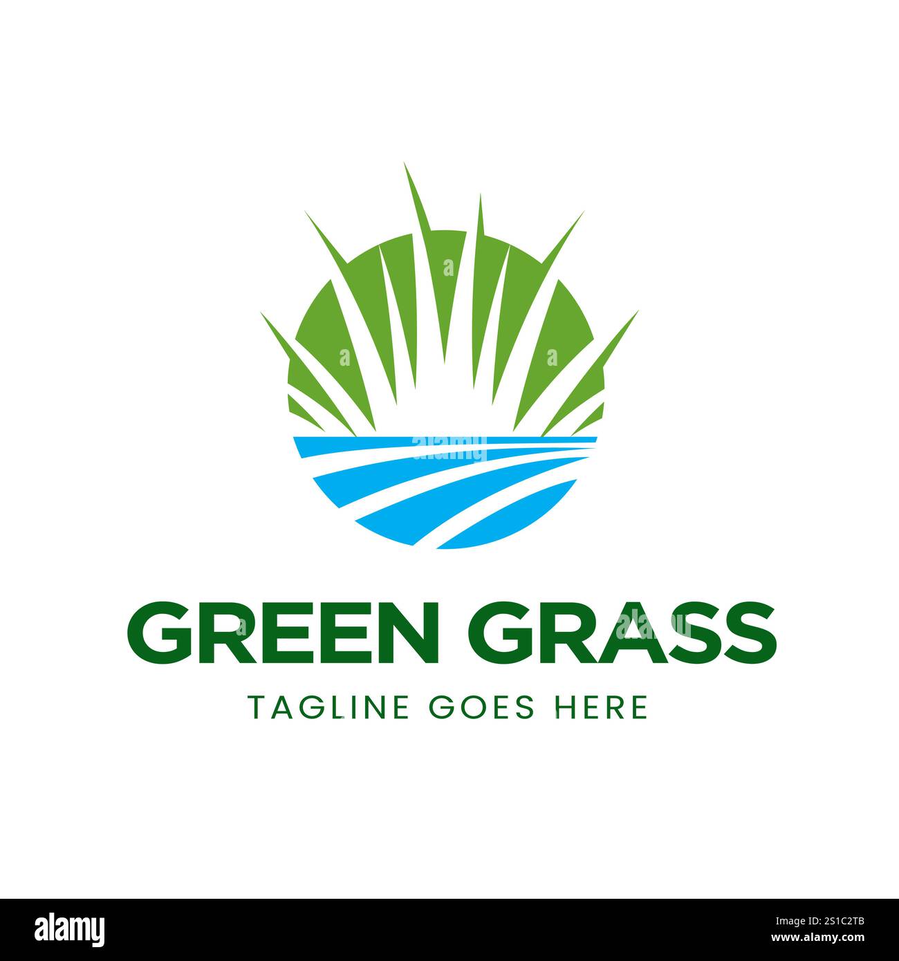 Green Grass Creative logo Design avec thème de la nature et illustration vectorielle de plantation de paysage agricole Illustration de Vecteur