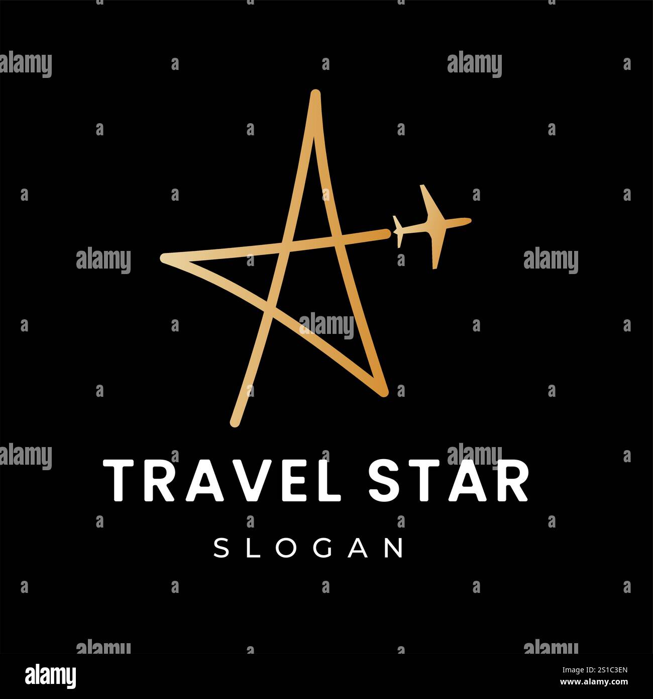 Conception simple de Gold Star Line avec illustration vectorielle de symbole d'icône de voyage Illustration de Vecteur