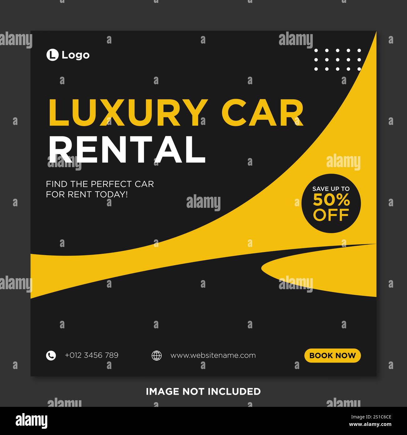 Louez une voiture pour le modèle de bannière de médias sociaux Illustration de Vecteur