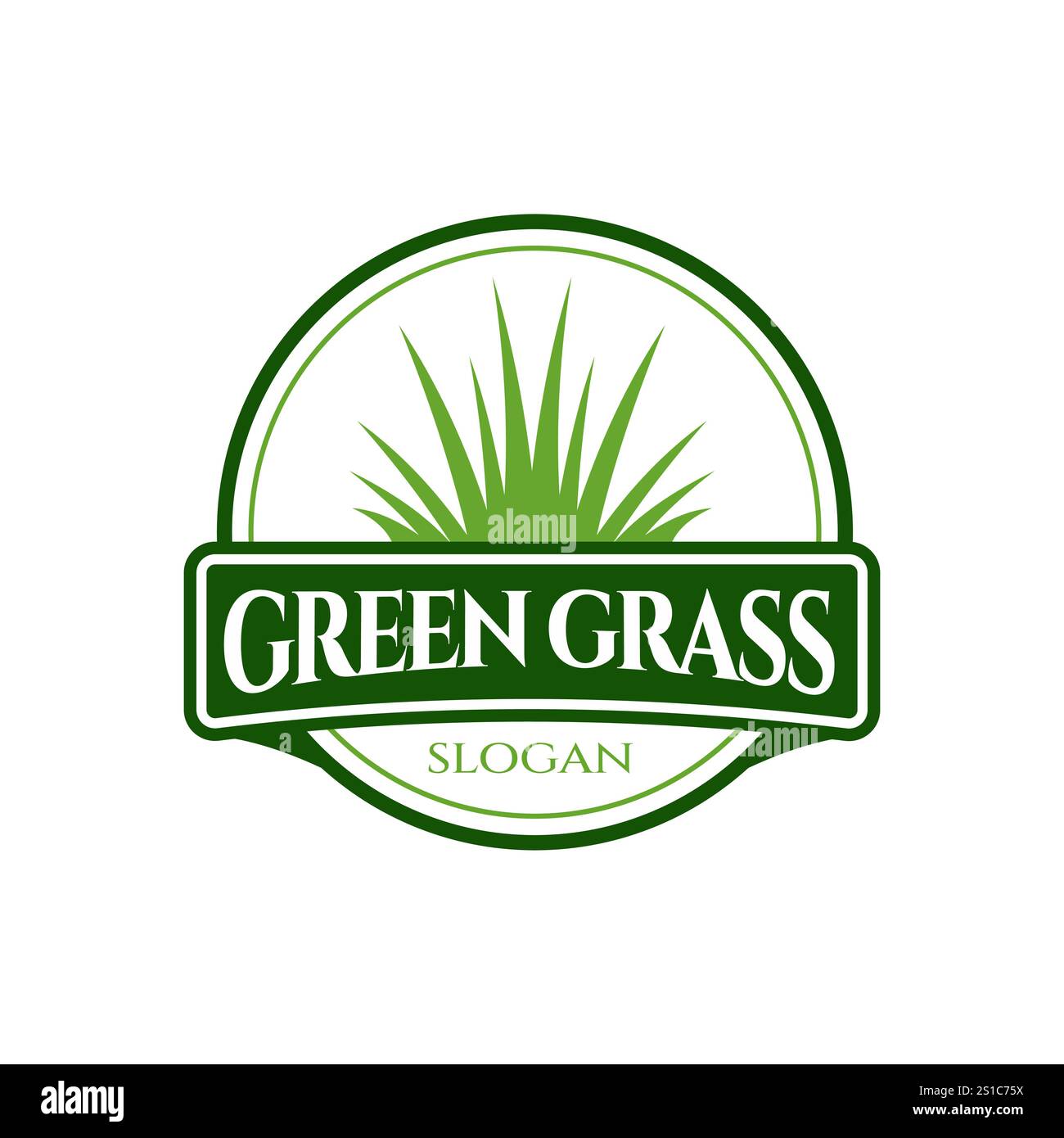 Emblème de conception de logo Green Grass avec illustration vectorielle de thème nature Illustration de Vecteur
