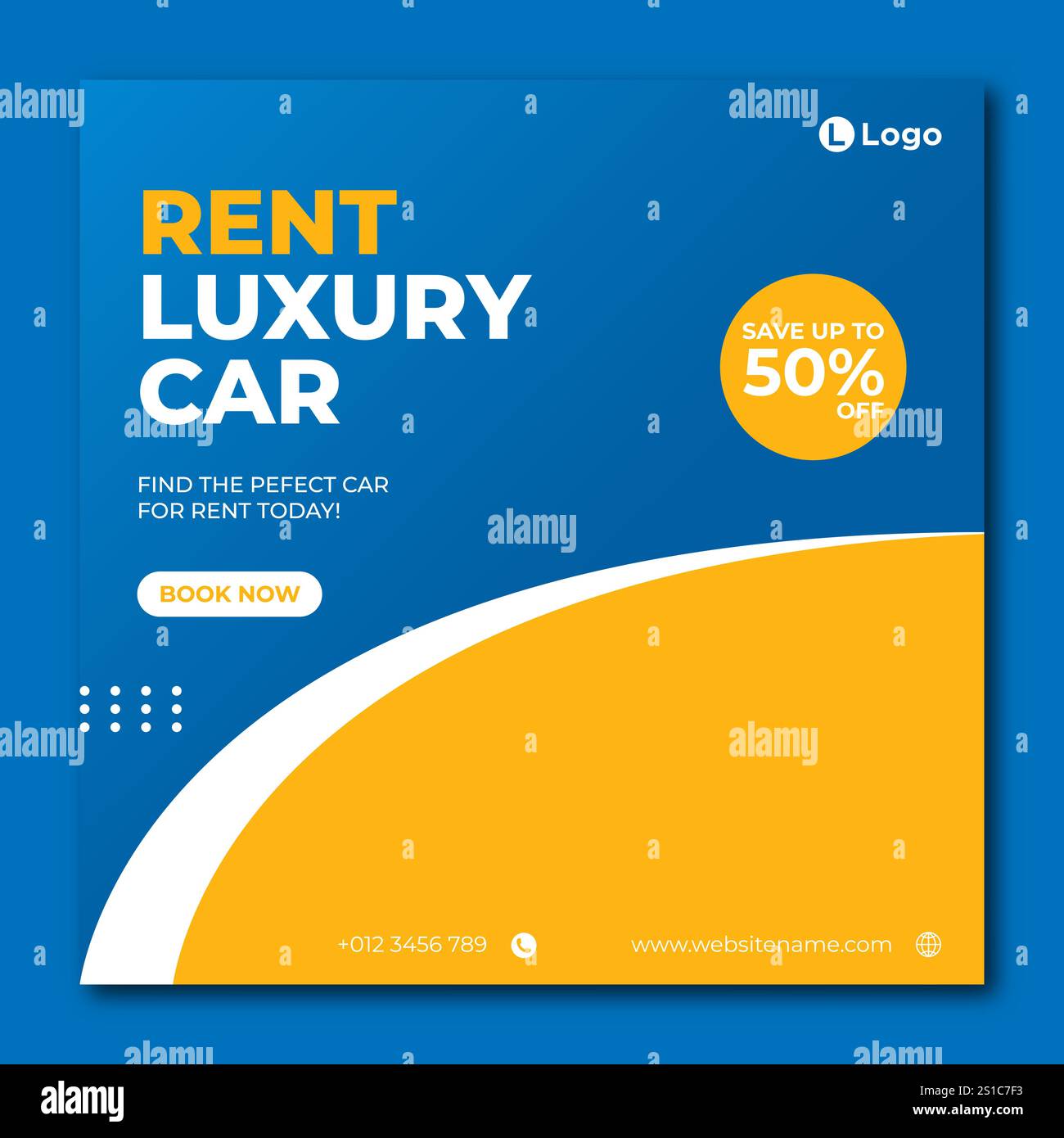 Louez une voiture pour le modèle de bannière de médias sociaux Illustration de Vecteur