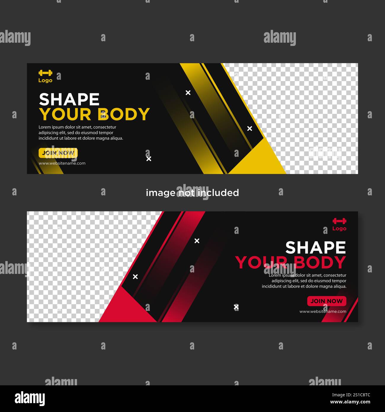 Modèle Web de bannière de médias sociaux gym & fitness Illustration de Vecteur