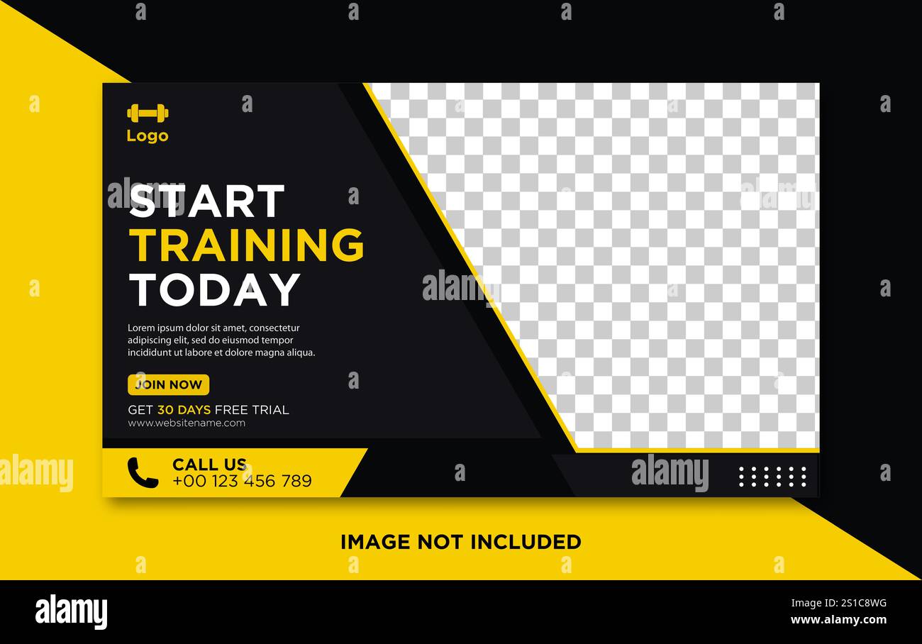 Modèle Web de bannière de médias sociaux gym & fitness Illustration de Vecteur