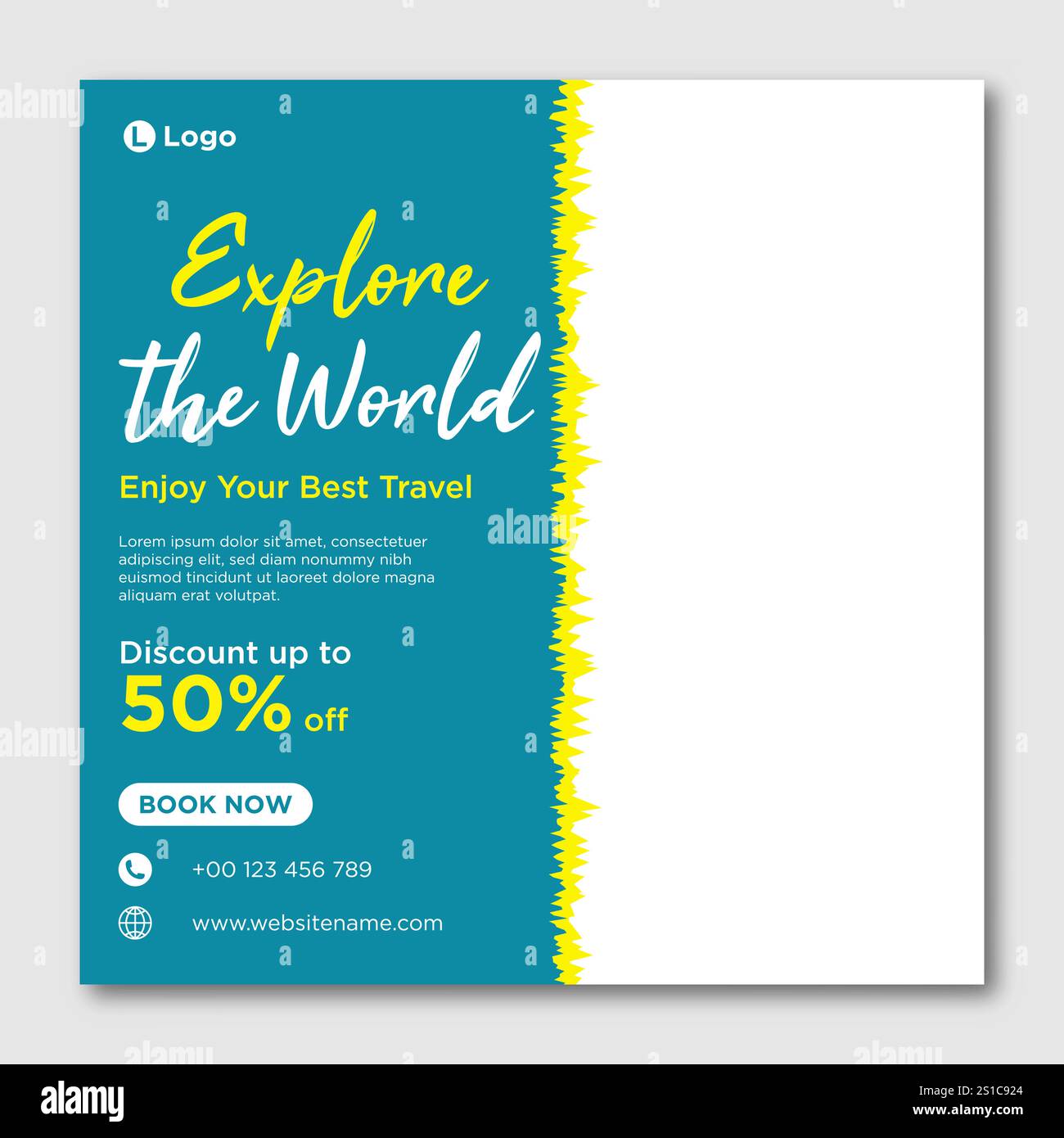 Modèle de bannière de publication de médias sociaux de voyage Illustration de Vecteur