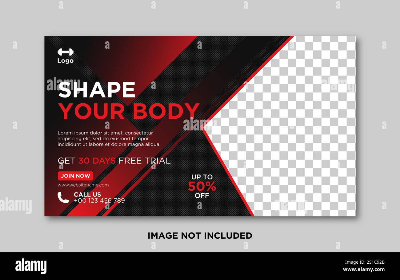 Modèle Web de bannière de médias sociaux gym & fitness Illustration de Vecteur