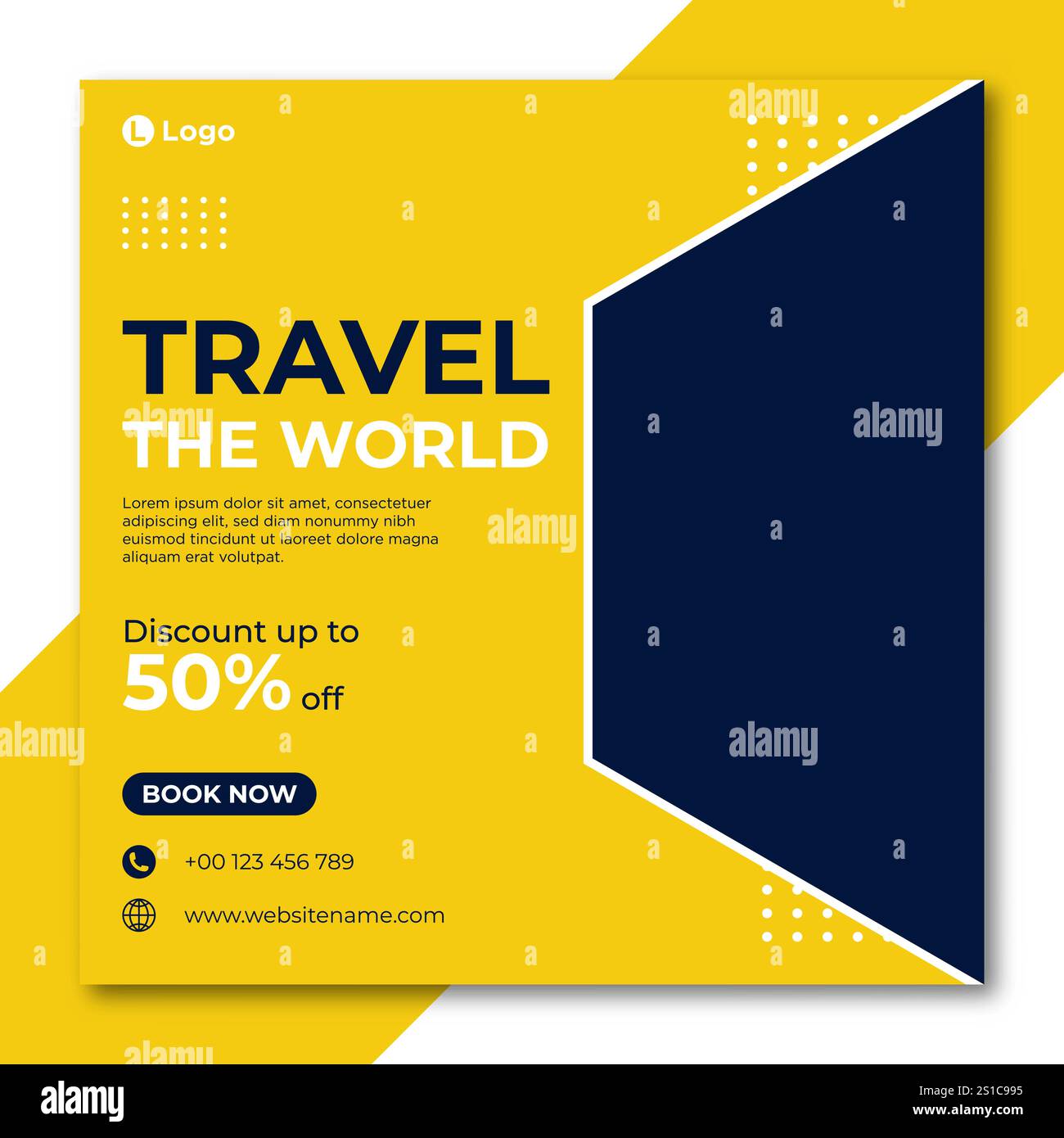 Modèle de bannière de publication de médias sociaux de voyage Illustration de Vecteur