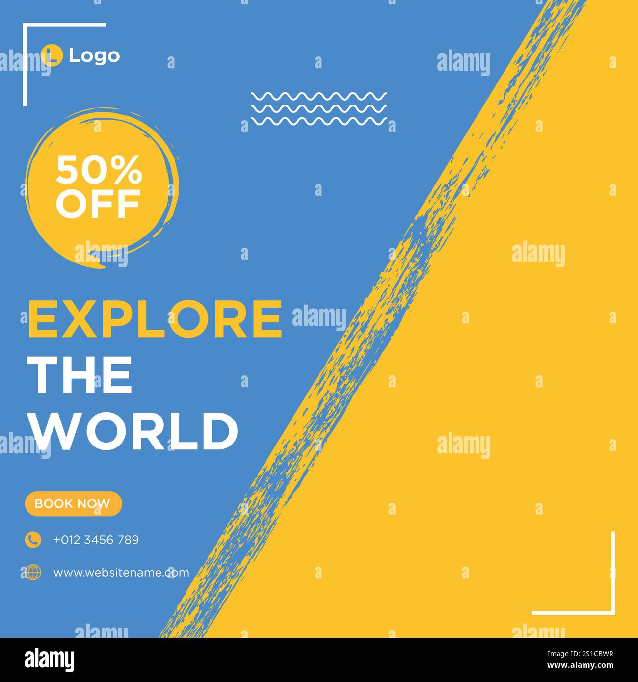 Modèle de bannière de publication de médias sociaux de voyage Illustration de Vecteur