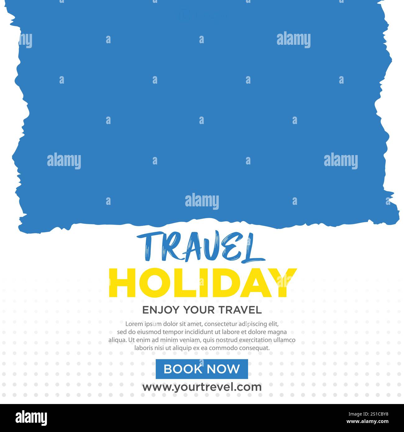 Conception de modèle de bannière de publication de médias sociaux de voyage, publication de médias sociaux de marketing de tourisme de vacances de voyage. Illustration de Vecteur