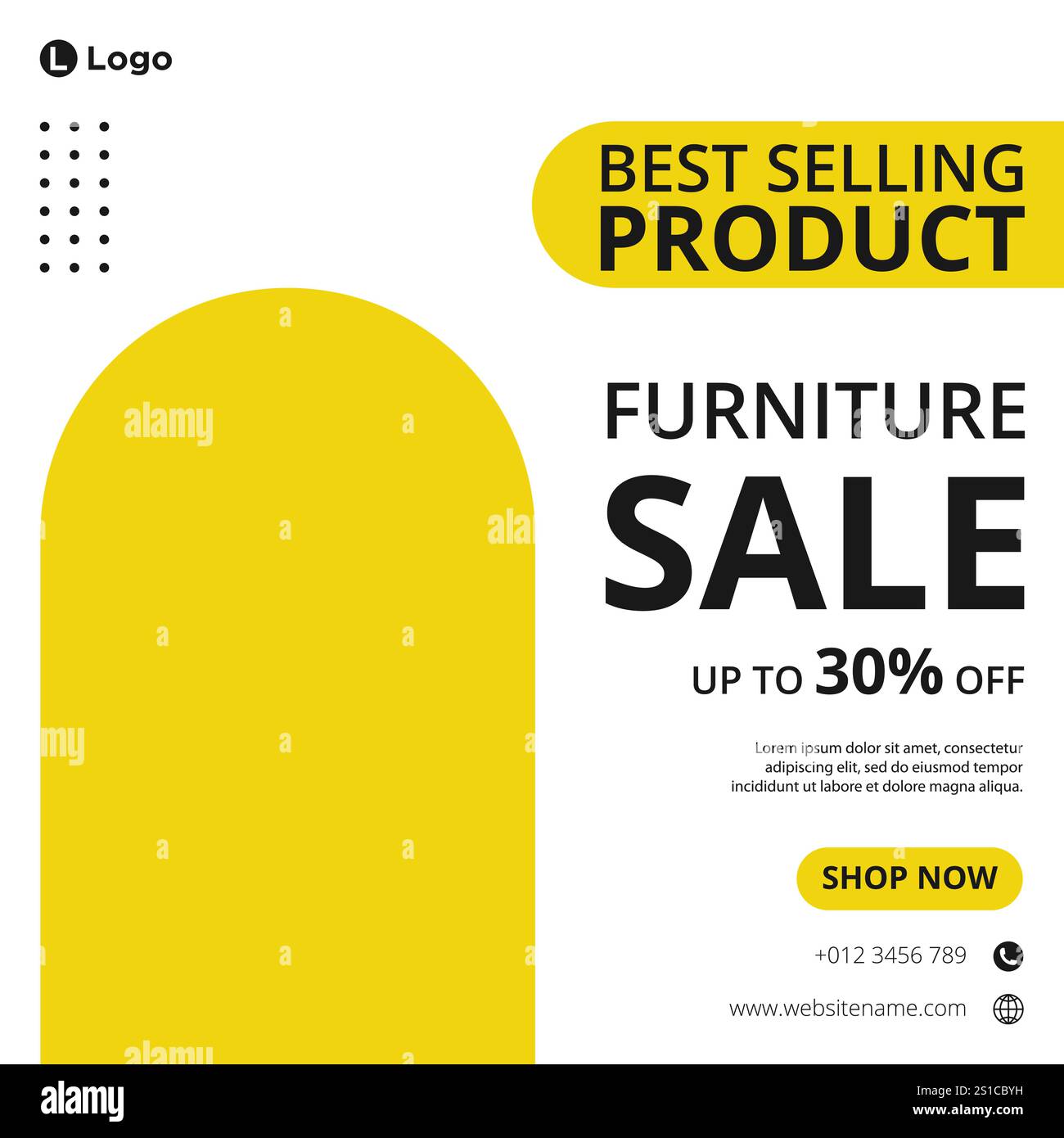 Vente de meubles pour publication de médias sociaux et modèle de bannière Web, modèle de publication de médias sociaux modifiable, templa de bannière de médias sociaux de promotion de meubles Illustration de Vecteur