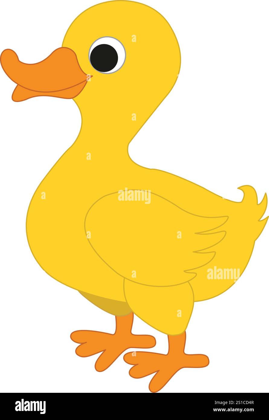 Canard en caoutchouc jaune isolé sur un fond blanc. Canard jouet de bain. Concept d'enfance, design ludique. Imprimé, icône, élément de design. Illustration de Vecteur