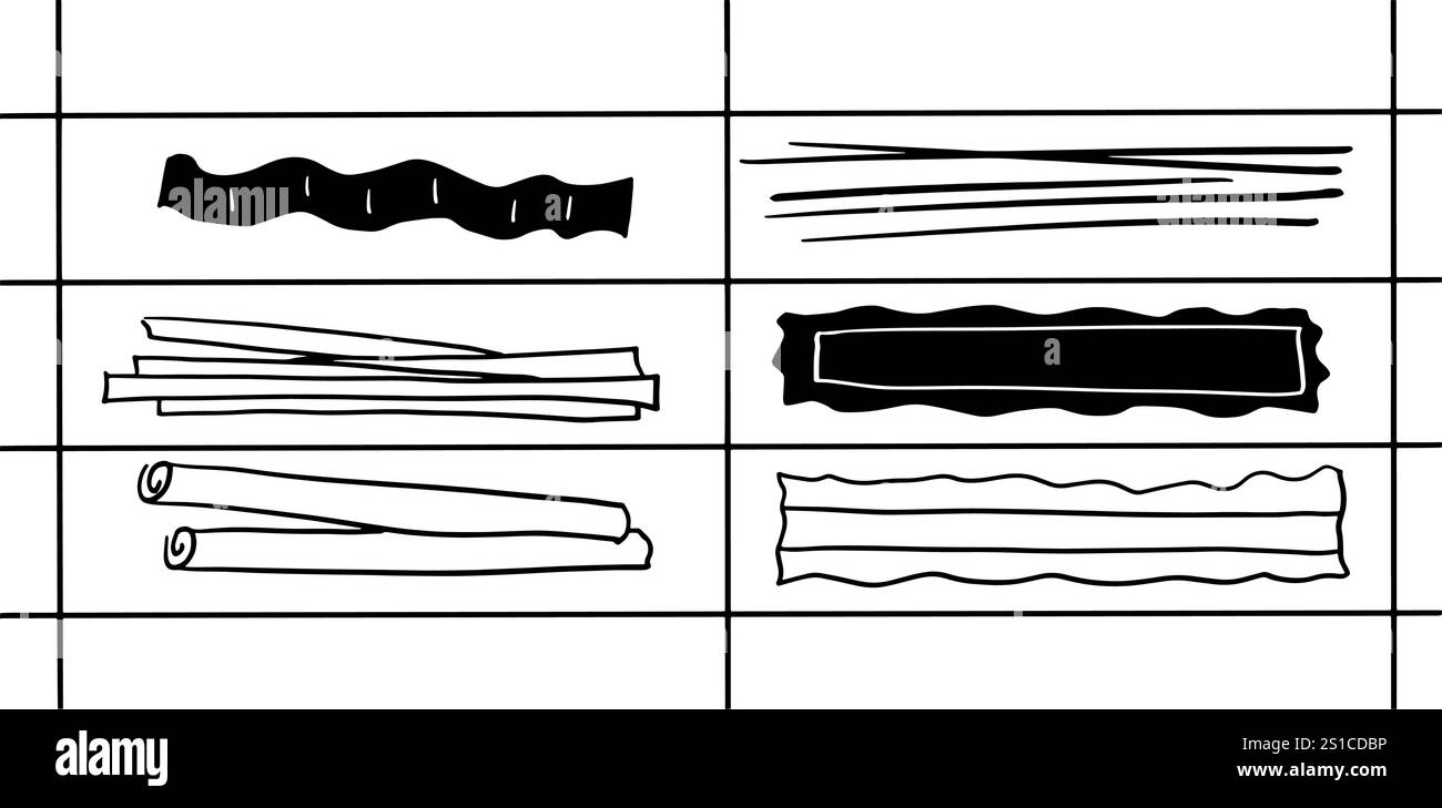 Set d'illustration de pâtes et macaroni | vecteur de style Doodle minimaliste Illustration de Vecteur