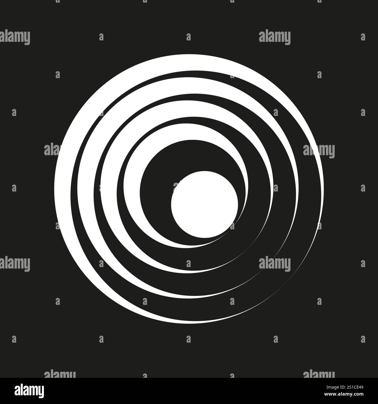 Conception de cercles concentriques. Anneaux blancs et noirs. Répétition radiale abstraite. Illustration vectorielle. Illustration de Vecteur