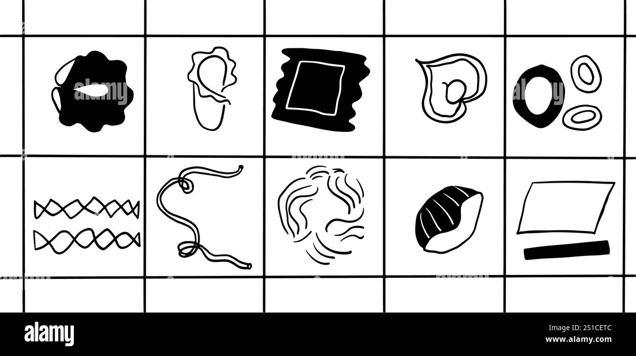 Set d'illustration de pâtes et macaroni | vecteur de style Doodle minimaliste Illustration de Vecteur