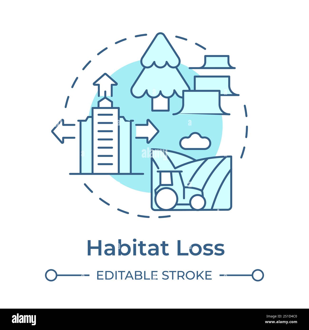 Icône de concept bleu doux de perte d'habitat Illustration de Vecteur