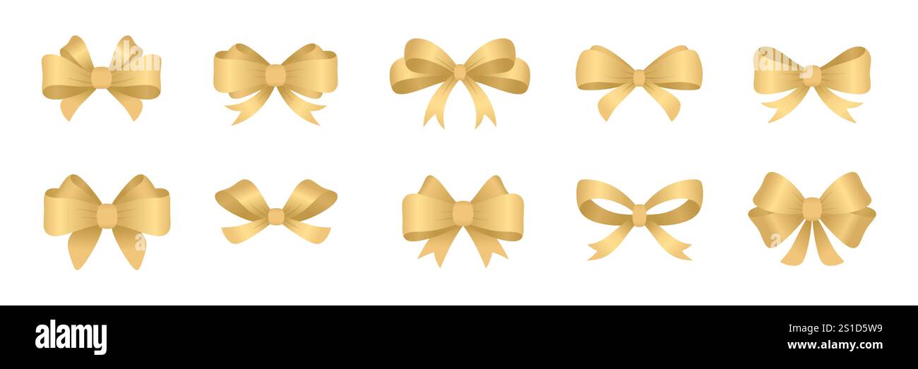 collection d'arc cadeau en or variée Illustration de Vecteur