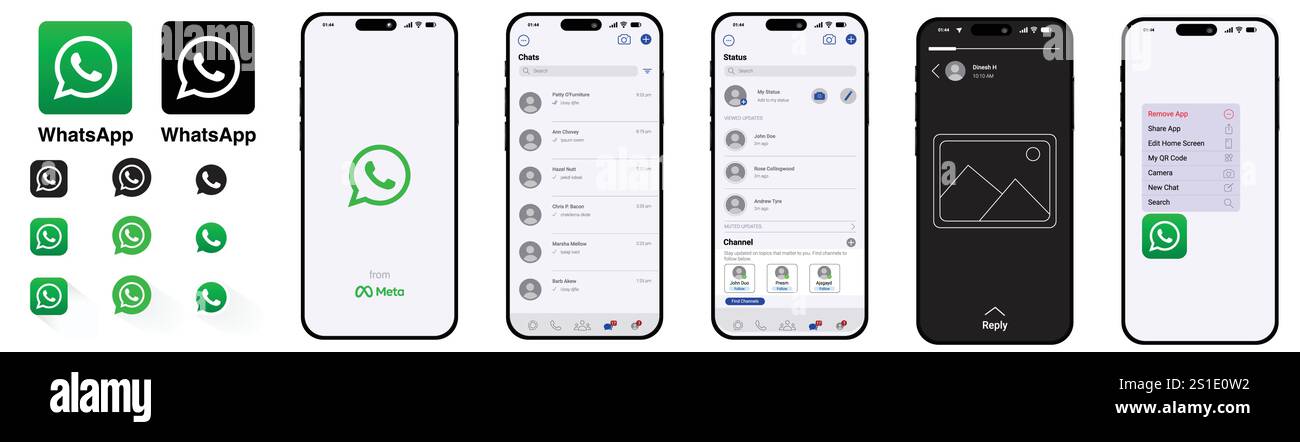 Whats App iPhone Mockup Screen, Whatsapp Mockup, vecteur de téléphone éditorial, Whats App Splash Screen, Channel Screen Illustration de Vecteur