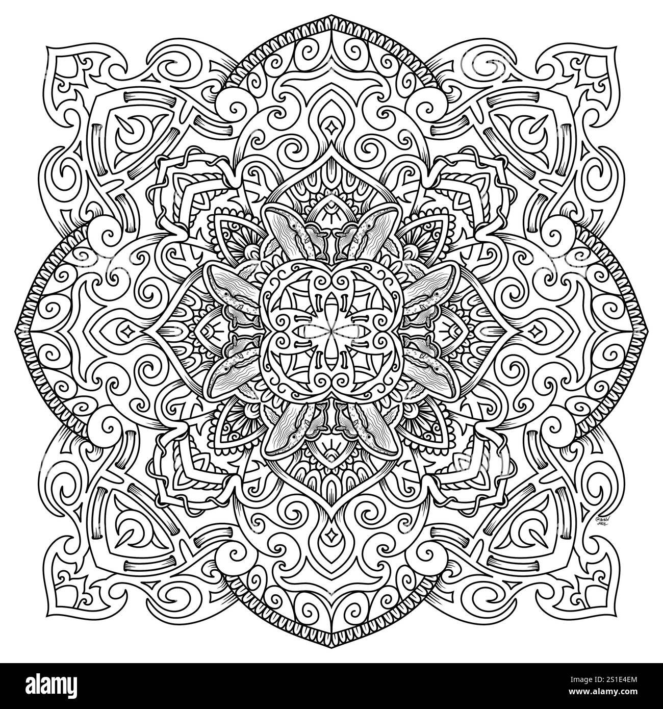 Illustration symétrique abstraite. Elément décoratif dessiné à la main. Mandala noir pour livre de coloriage, tatouage, henné, motif de conception de t-shirt. PNG transpar Banque D'Images Illustration symétrique abstraite. Elément décoratif dessiné à la main. Mandala noir pour livre de coloriage, tatouage, henné, motif de conception de t-shirt. PNG transpar Banque D'Images