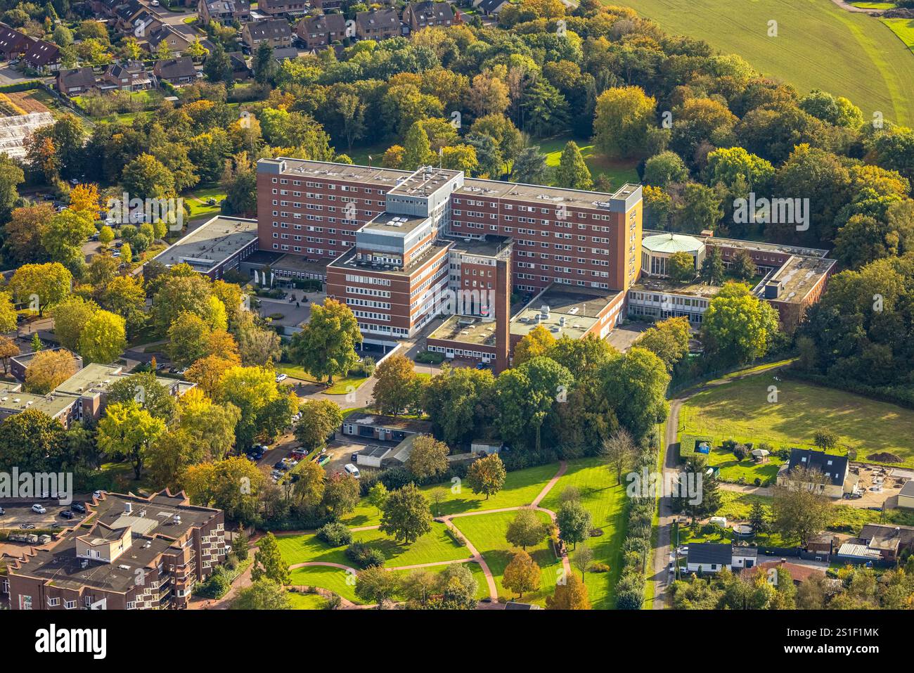 Vue aérienne, : Hôpital Bernhard, Kamp-Lintfort, région de la Ruhr, Rhénanie du Nord-Westphalie, Allemagne Banque D'Images