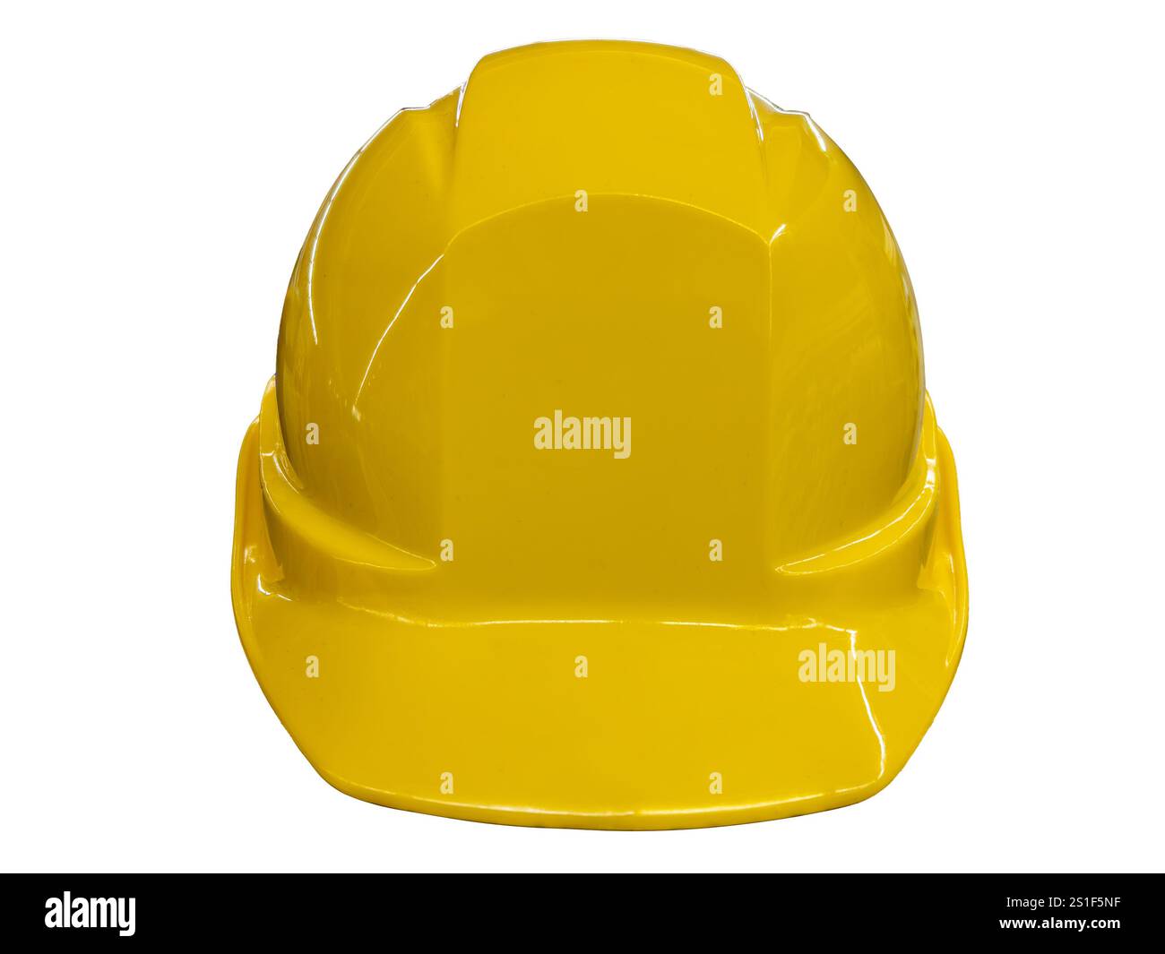 Casque de travail jaune en vue de face isolé sur blanc avec chemin de clipsage inclus Banque D'Images