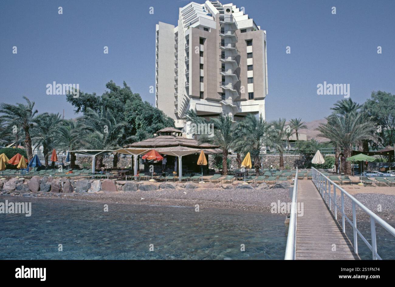 Hilton Hotel, Taba, péninsule du Sinaï, Égypte, septembre 1989, vintage, rétro, ancien, historique, Afrique Banque D'Images