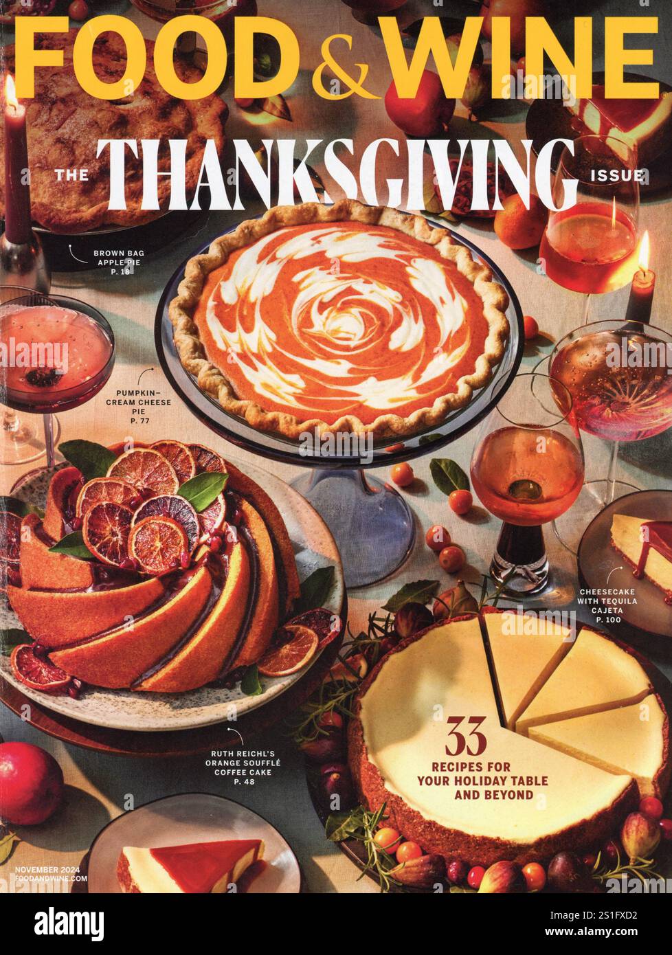 La couverture du magazine Thanksgiving du numéro de novembre 2024 de « Food & Wine », États-Unis Banque D'Images