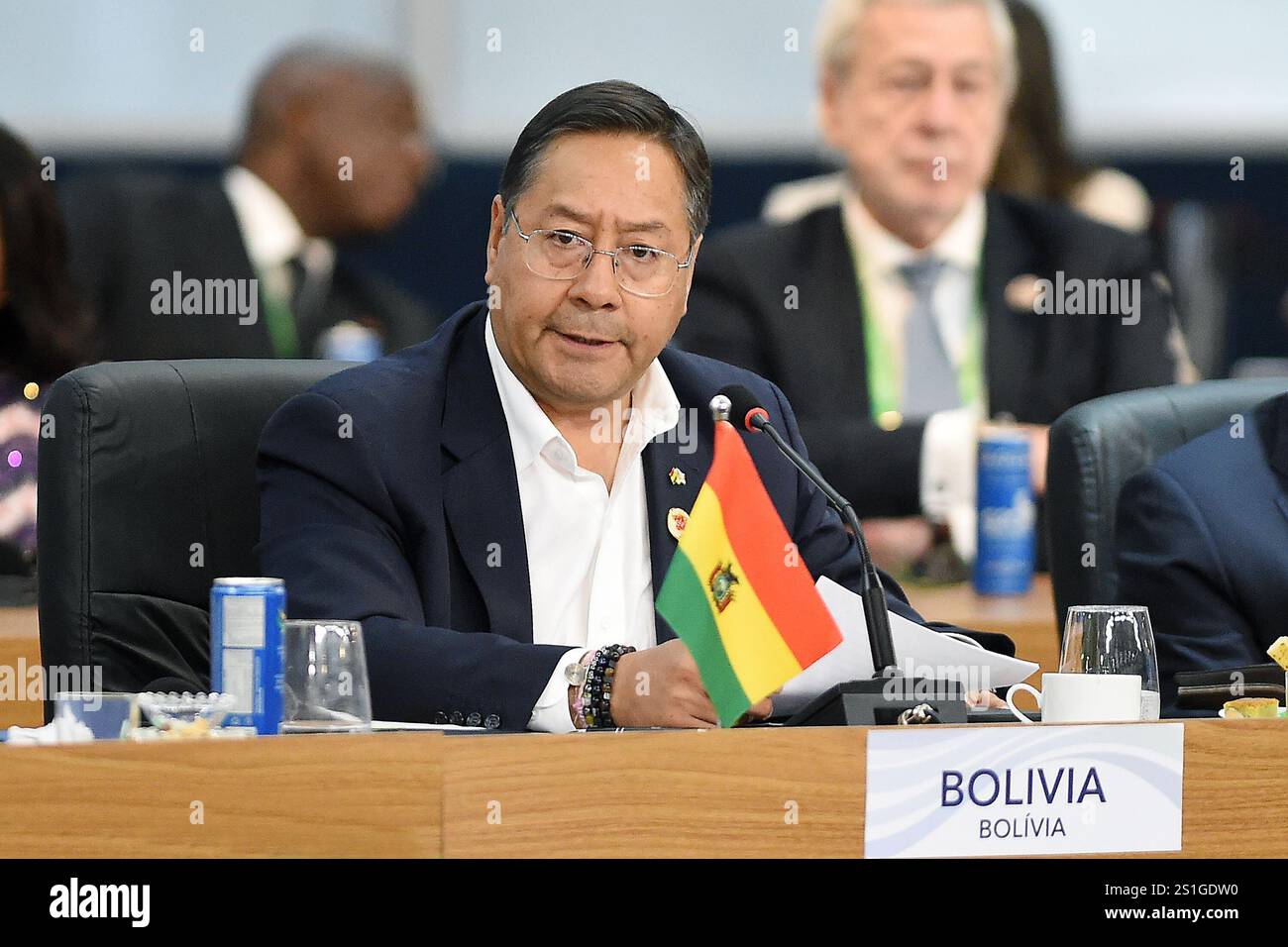 Rio de Janeiro, Brésil, 19 novembre 2024, Luis Arce, Président de la Bolivie, lors d'une réunion à la plénière du G20. Banque D'Images