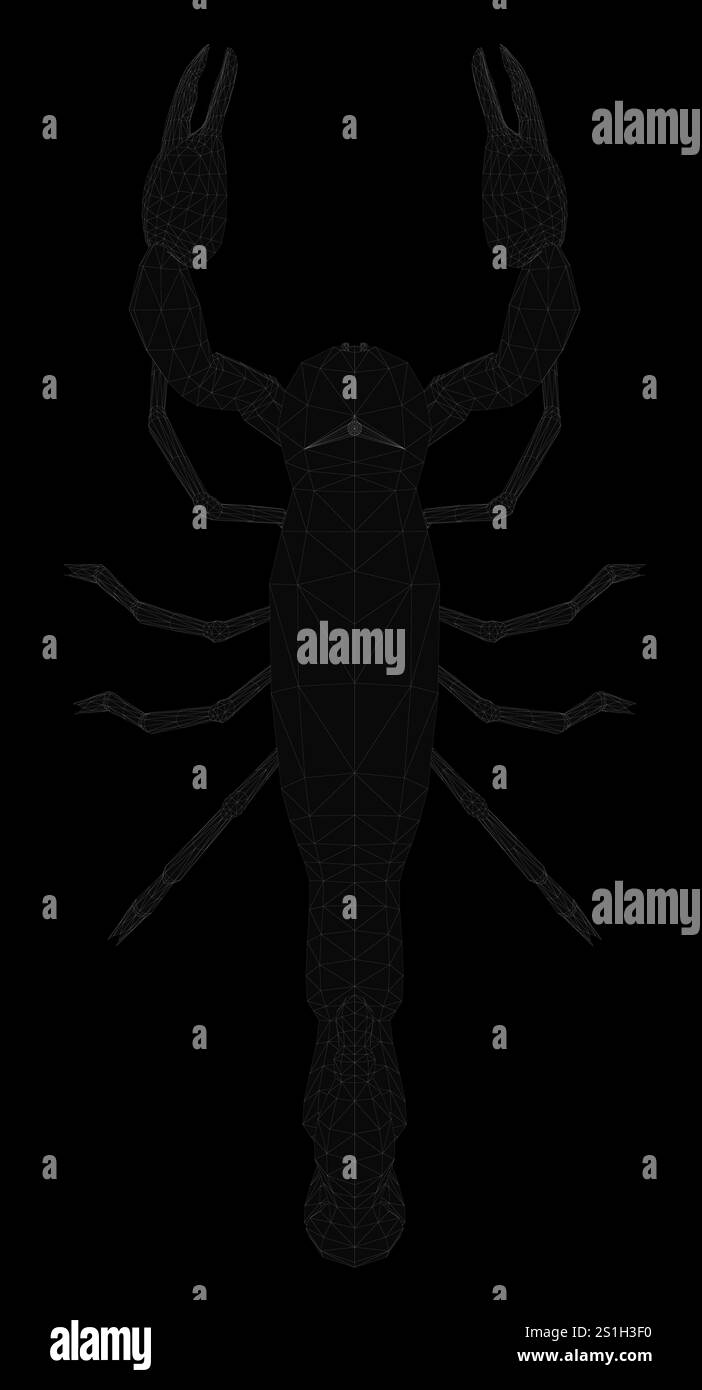 Illustration en noir et blanc d'un scorpion. Illustration de Vecteur