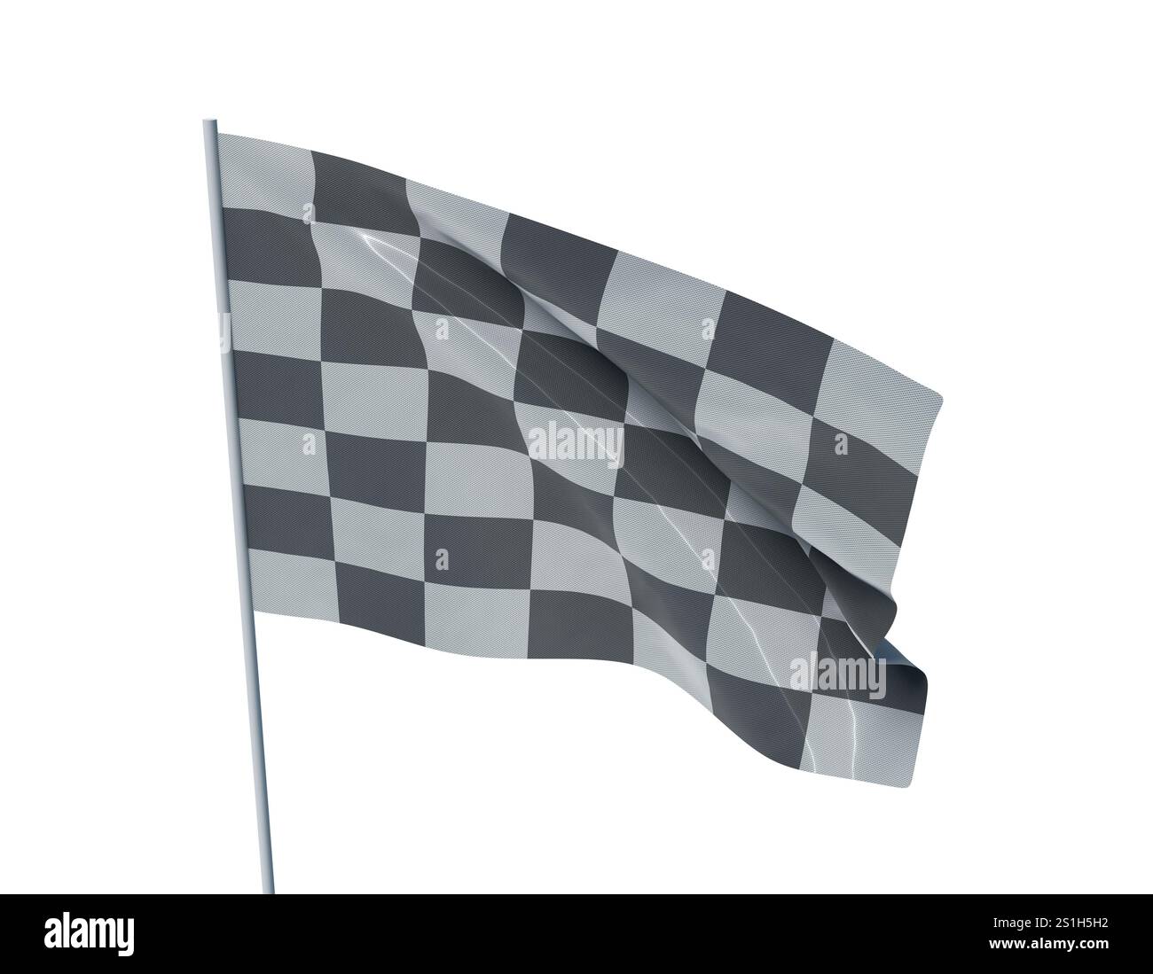 Drapeau à damier flie sur le fond blanc Banque D'Images