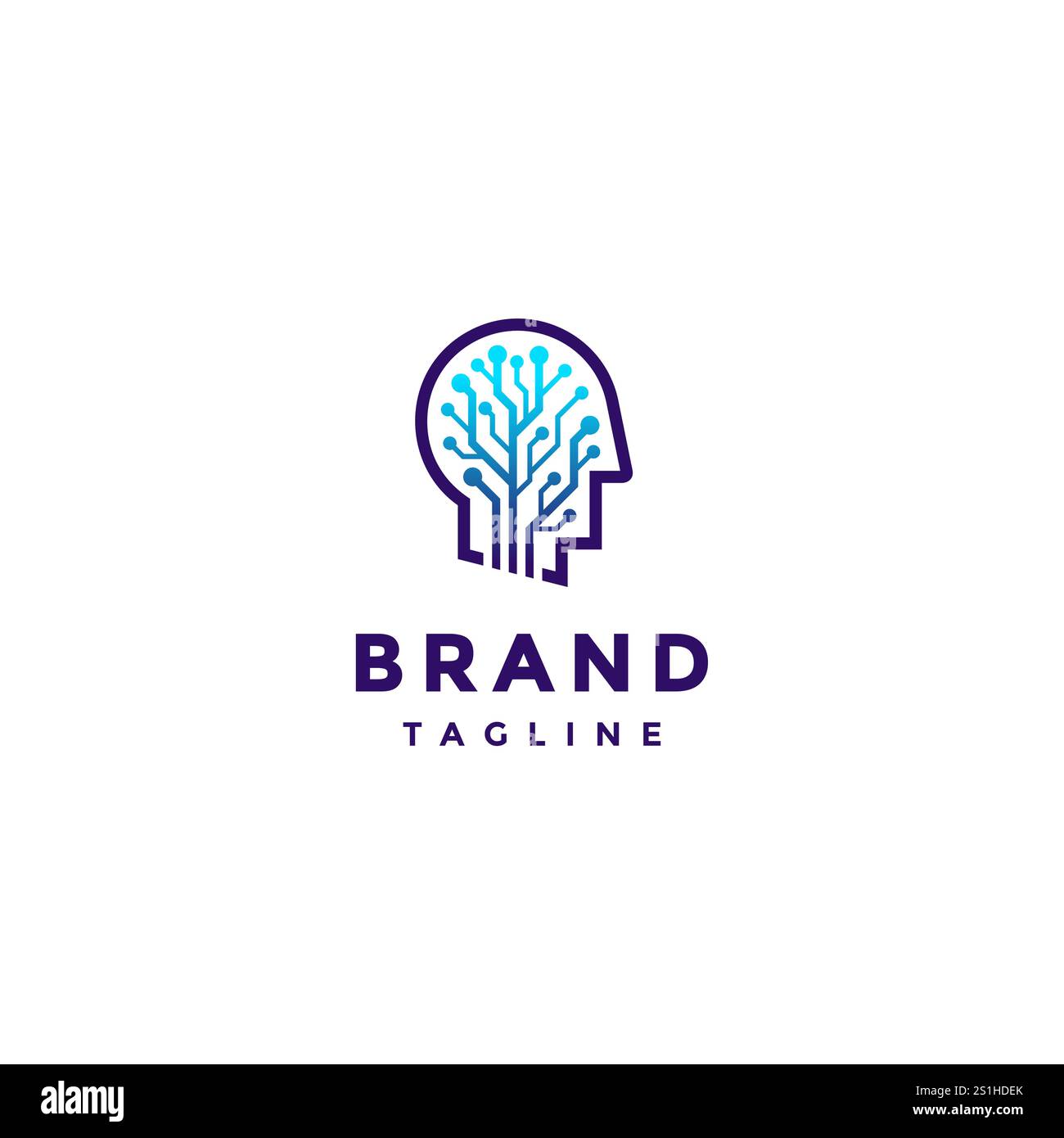 Tête avec conception de logo de circuit de données. Chemins électroniques à l'intérieur de la conception du logo de la tête humaine. Illustration de Vecteur