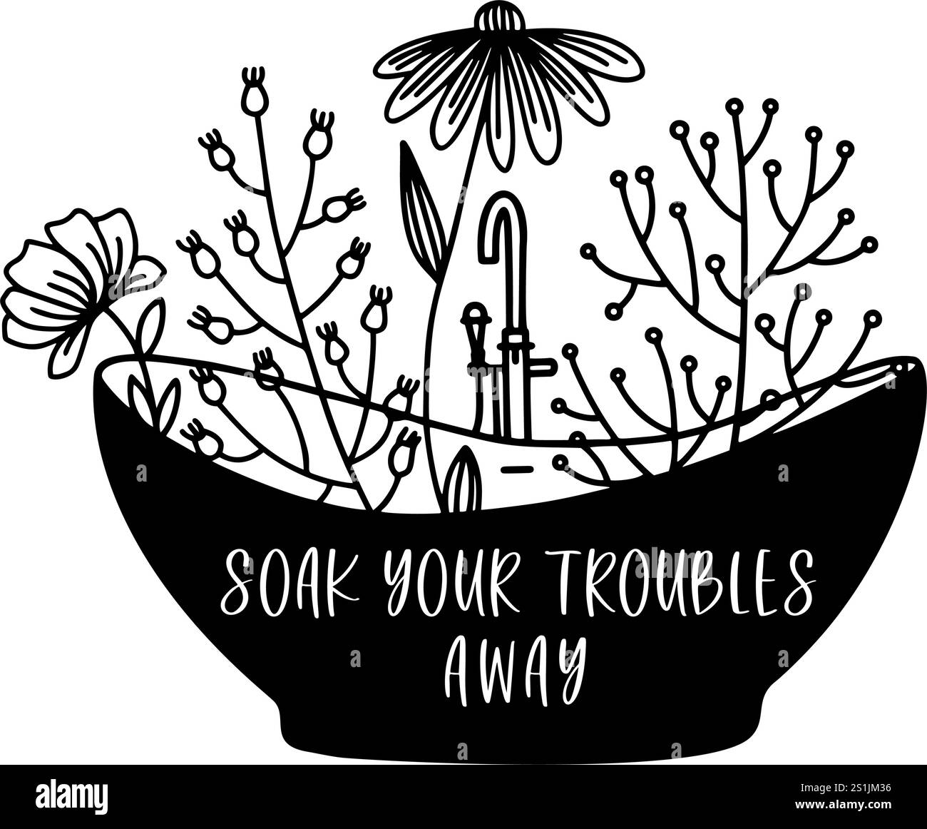 Citation de salle de bain allégée en typographie propre, un ajout amusant à n'importe quel espace, disponible en format d'image vectorielle. trempez vos ennuis loin citation Illustration de Vecteur