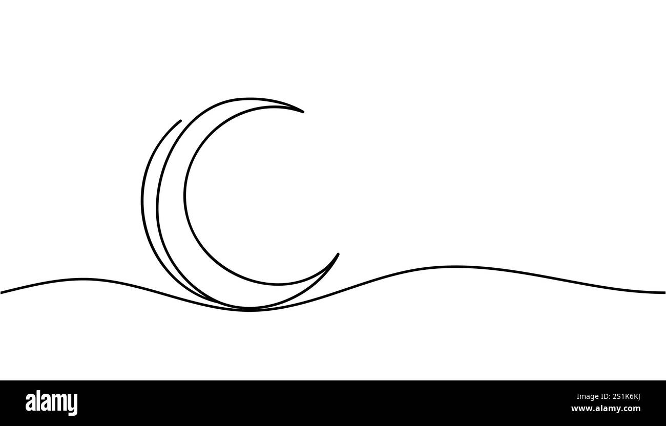 conception d'illustration simple d'une ligne continue de lune en croissant Illustration de Vecteur