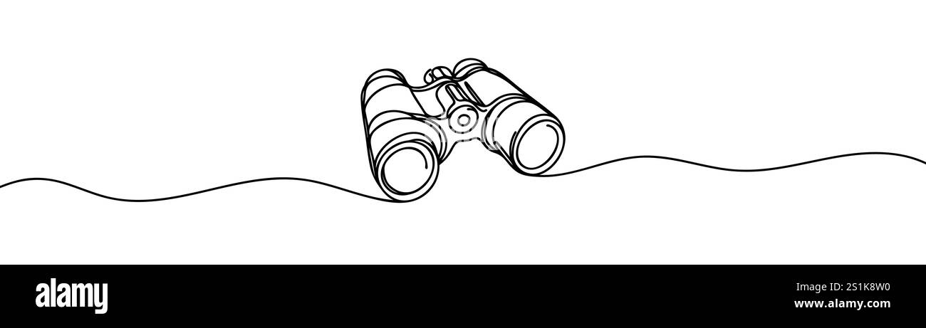 Un dessin de ligne continue de jumelles minimaliste meilleure utilisation pour le logo. Illustration de Vecteur