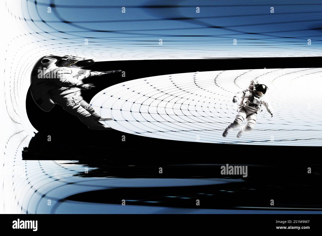 ASTRONOMIQUEMENT ESPACÉ : un mystère de physique quantique s'enchevêtrent et tombe sur un astronaute qui a traversé l'horizon des événements d'un trou noir. Banque D'Images