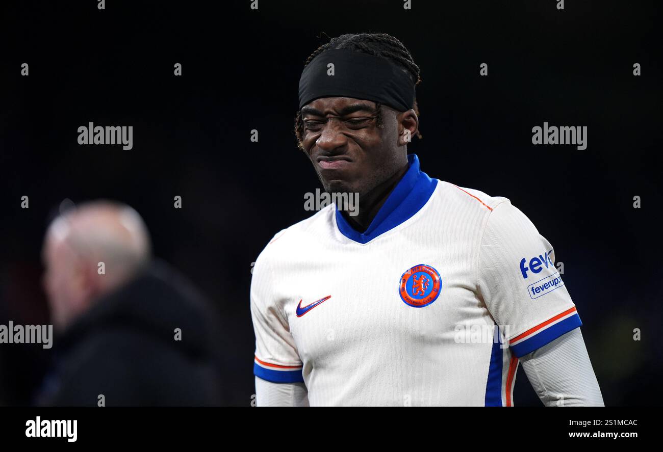 Noni Madueke de Chelsea semble découragé après le match de premier League à Selhurst Park, Londres. Date de la photo : samedi 4 janvier 2025. Banque D'Images