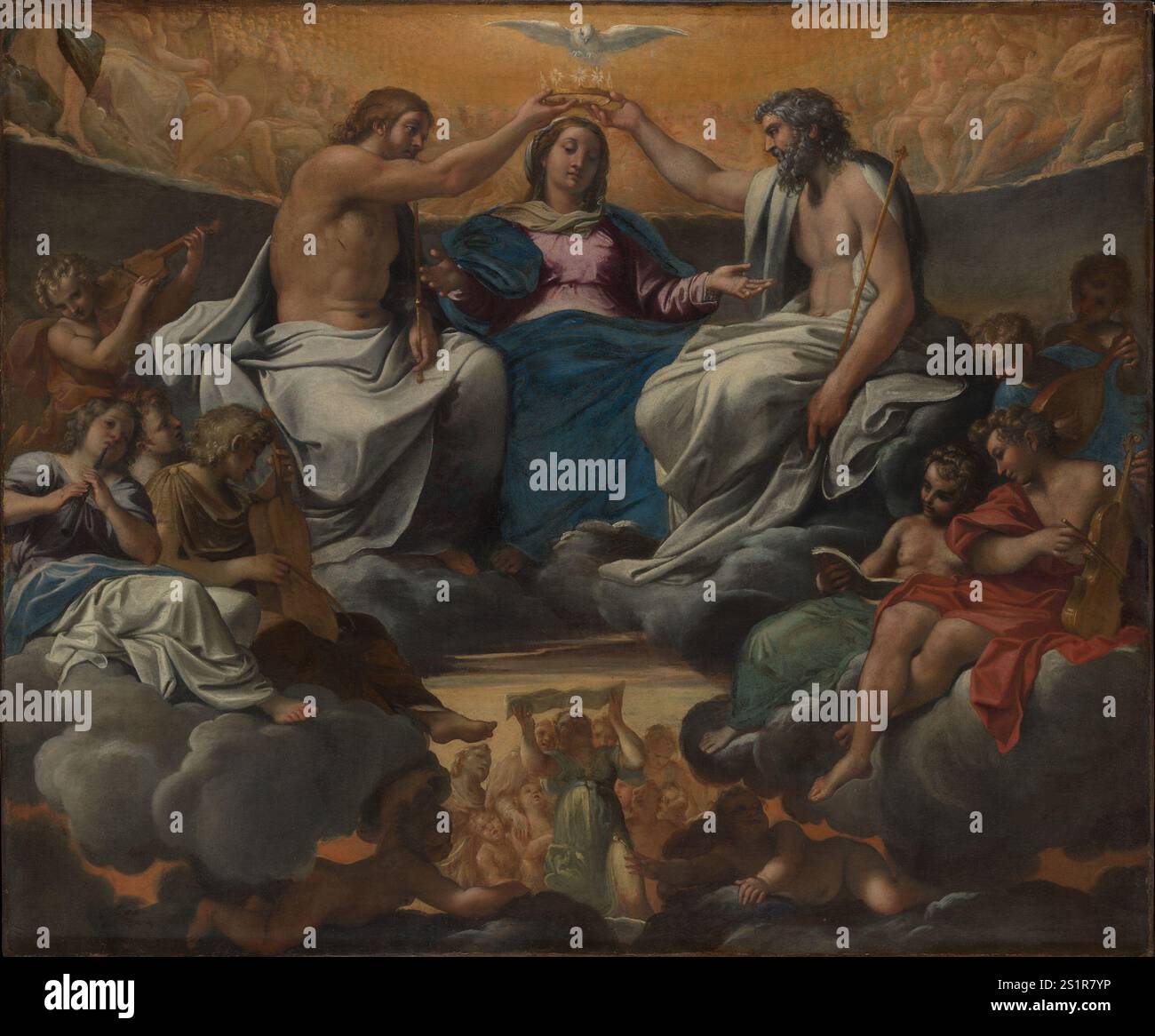 Titre : le couronnement de la Vierge artiste : Annibale Carracci année : après 1595 médium : huile sur toile dimensions : 46 3/8 x 55 5/8 po. (117,8 x 141,3 cm) lieu : le Metropolitan Museum of Art Banque D'Images