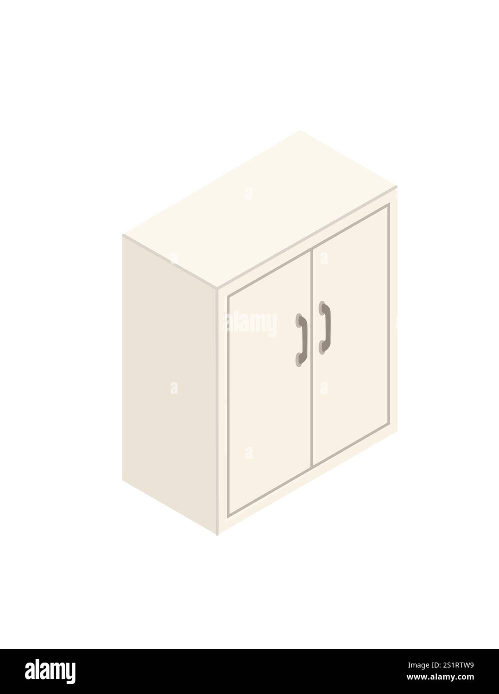 Armoire isométrique en bois avec poignée. Bois blanc. Mobilier moderne pour le bureau ou la maison. Illustration vectorielle isolée sur fond blanc. Illustration de Vecteur