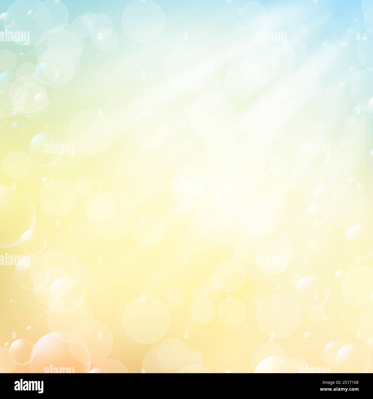 Fond d'été brillant avec bokeh et rayons de lumière. Couleurs vives d'une journée d'été. Chaleur. soleil dans le ciel et le soleil ou les fusées solaires. flou brillant de Banque D'Images