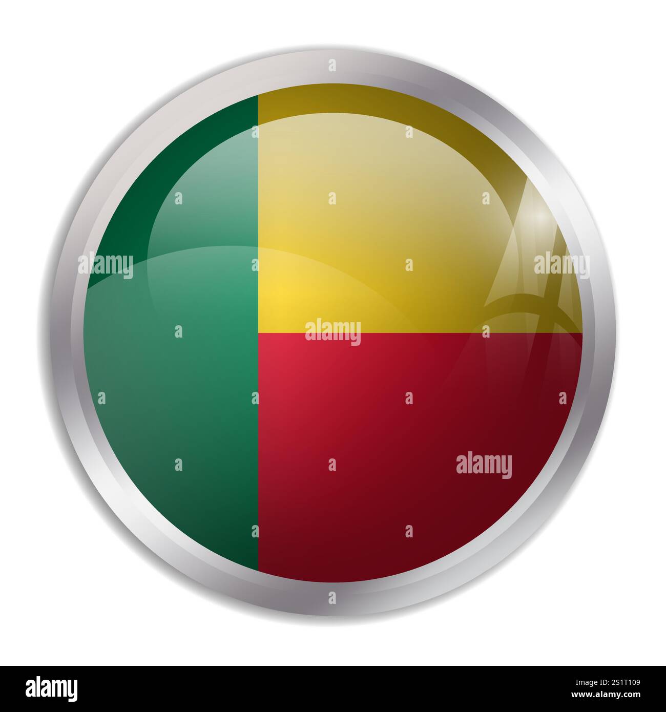 Drapeau Bénin - bouton cercle brillant affiche un drapeau coloré représentant l'identité culturelle et le patrimoine d'un pays. L'essence de la fierté et de l'unité nationales. Illustration de Vecteur