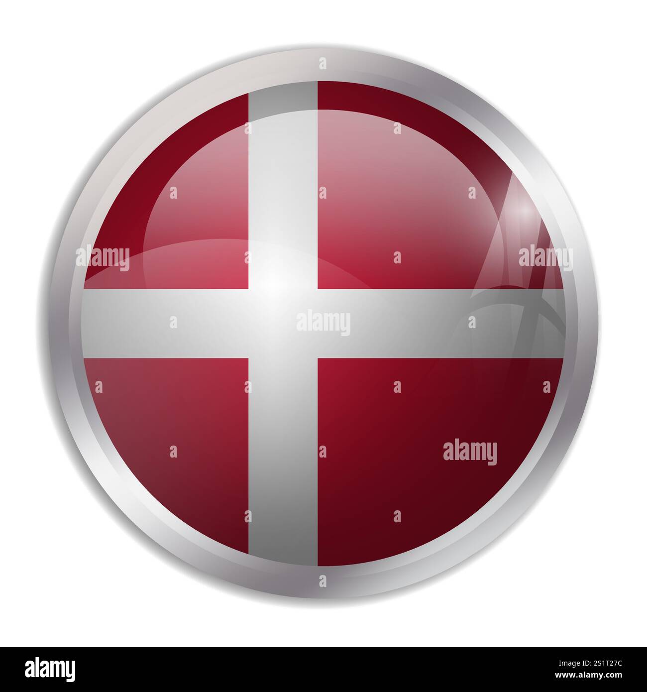 Drapeau du Danemark - bouton cercle brillant affiche un drapeau coloré représentant l'identité culturelle et le patrimoine d'un pays. L'essence de la fierté et de l'unité nationales. Illustration de Vecteur