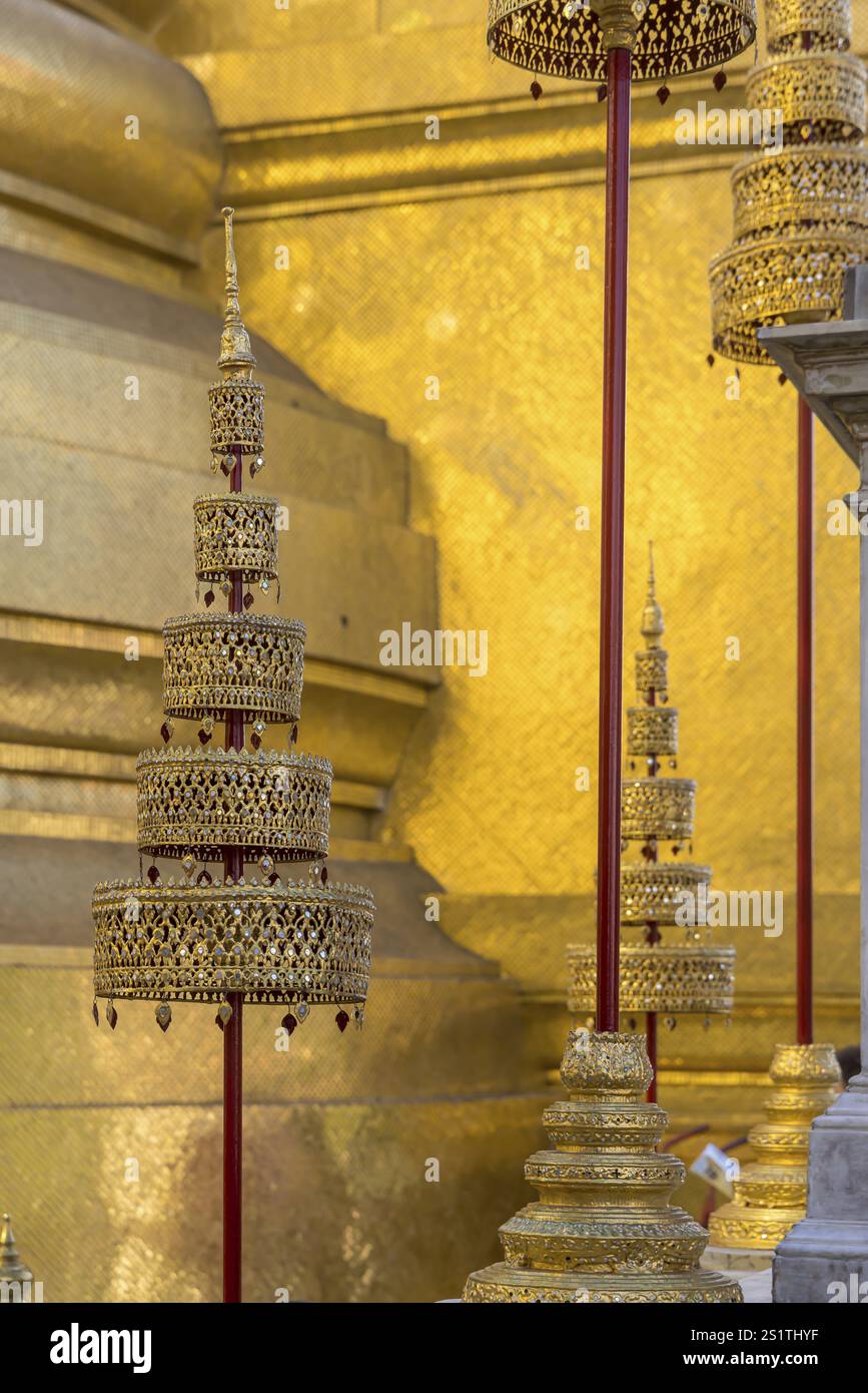 Wat Phra Kaeo, Temple du Bouddha d'émeraude. Bangkok, Thaïlande, Asie Banque D'Images