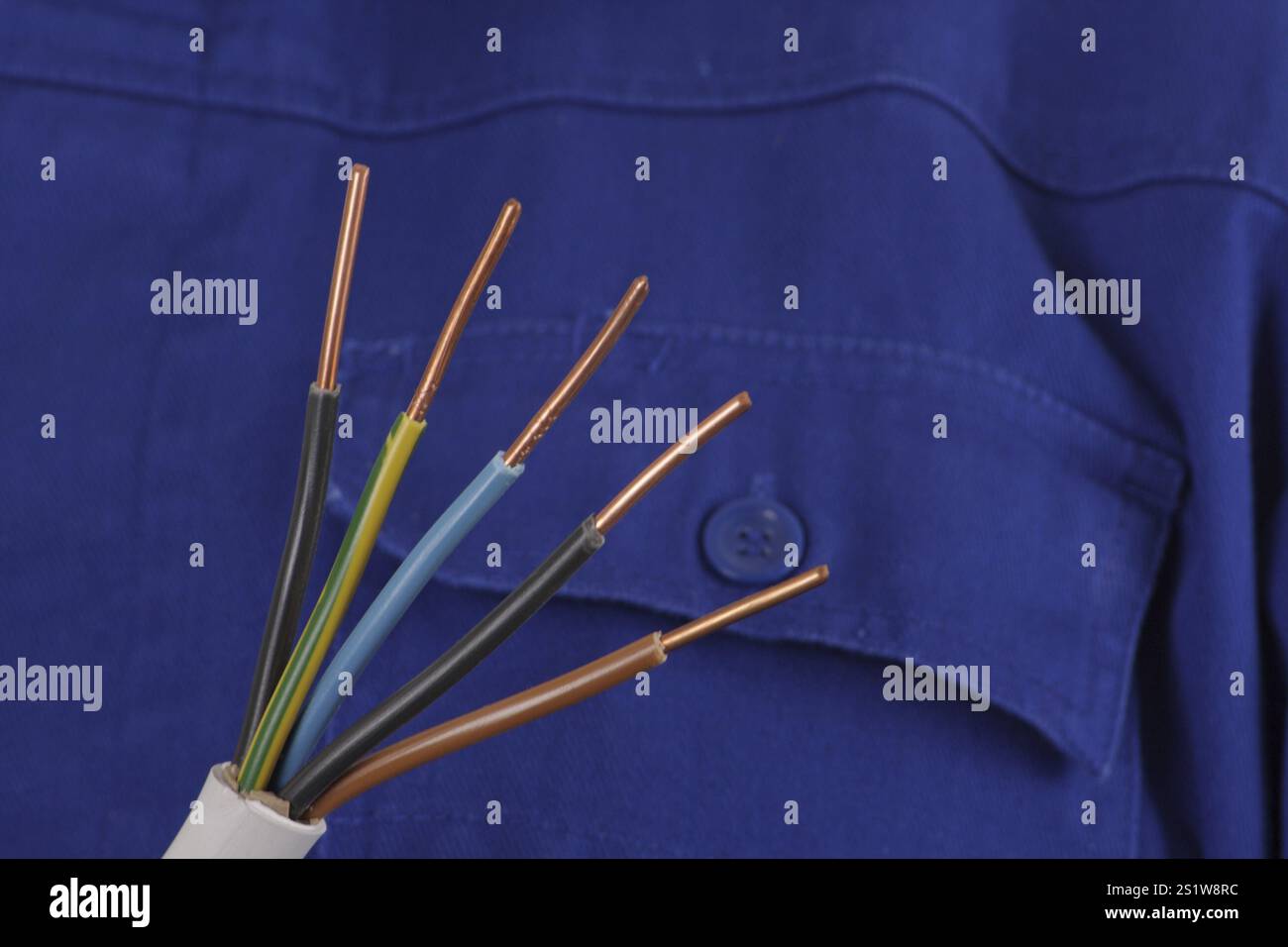 Main tenant un câble d'alimentation en détail Banque D'Images