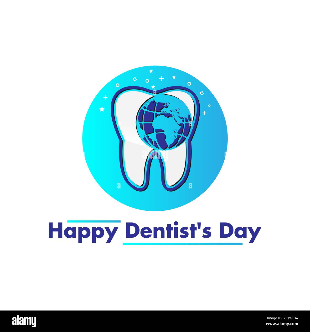 6 mars fête des dentistes. Fond de dentisterie avec une dent blanche sur le fond de la carte du monde et l'inscription. Illustration de Vecteur