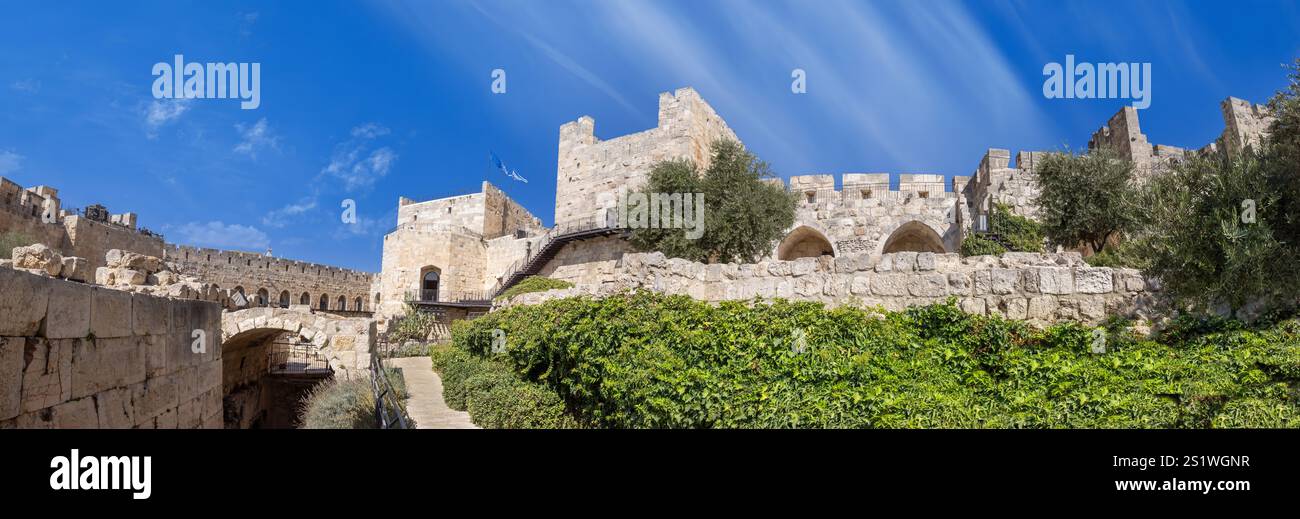 Jérusalem, Israël, ville historique citadelle Migdal David Tour de David dans la vieille ville près de la porte de Jaffa. Banque D'Images