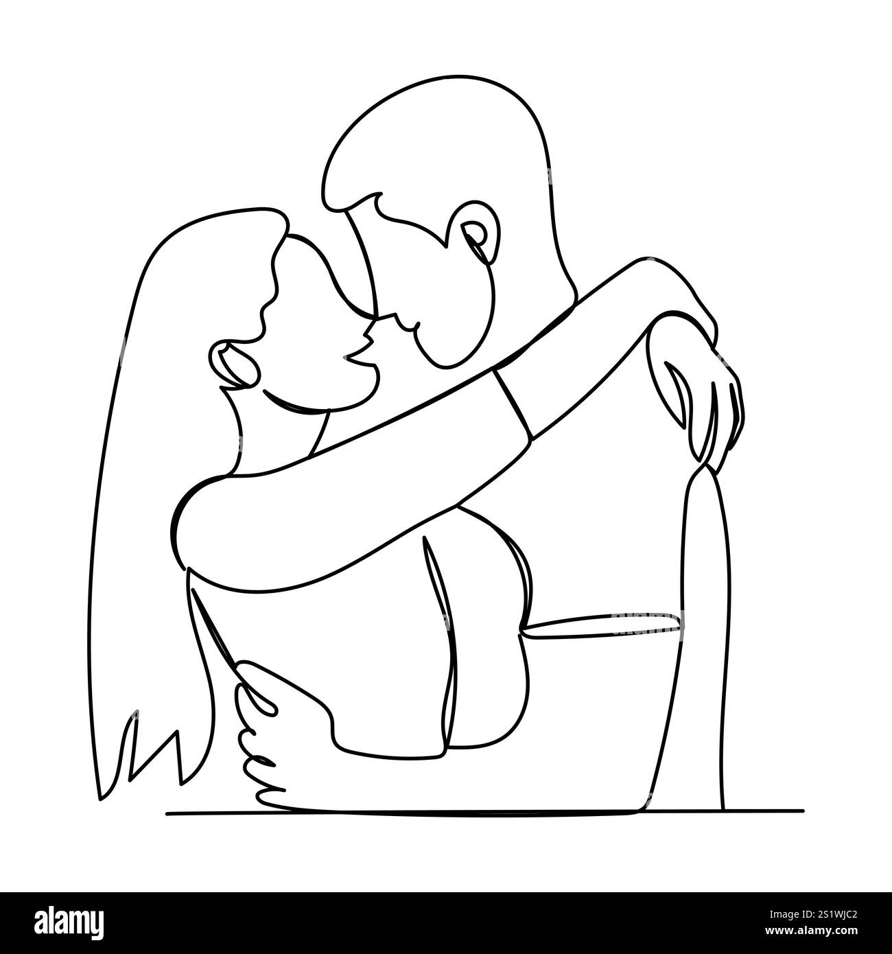 Vector Love Two Hearts logo signe romantique illustration symbole paires passion et calligraphie de mariage élément de conception de la saint-valentin modèle de salutation Illustration de Vecteur