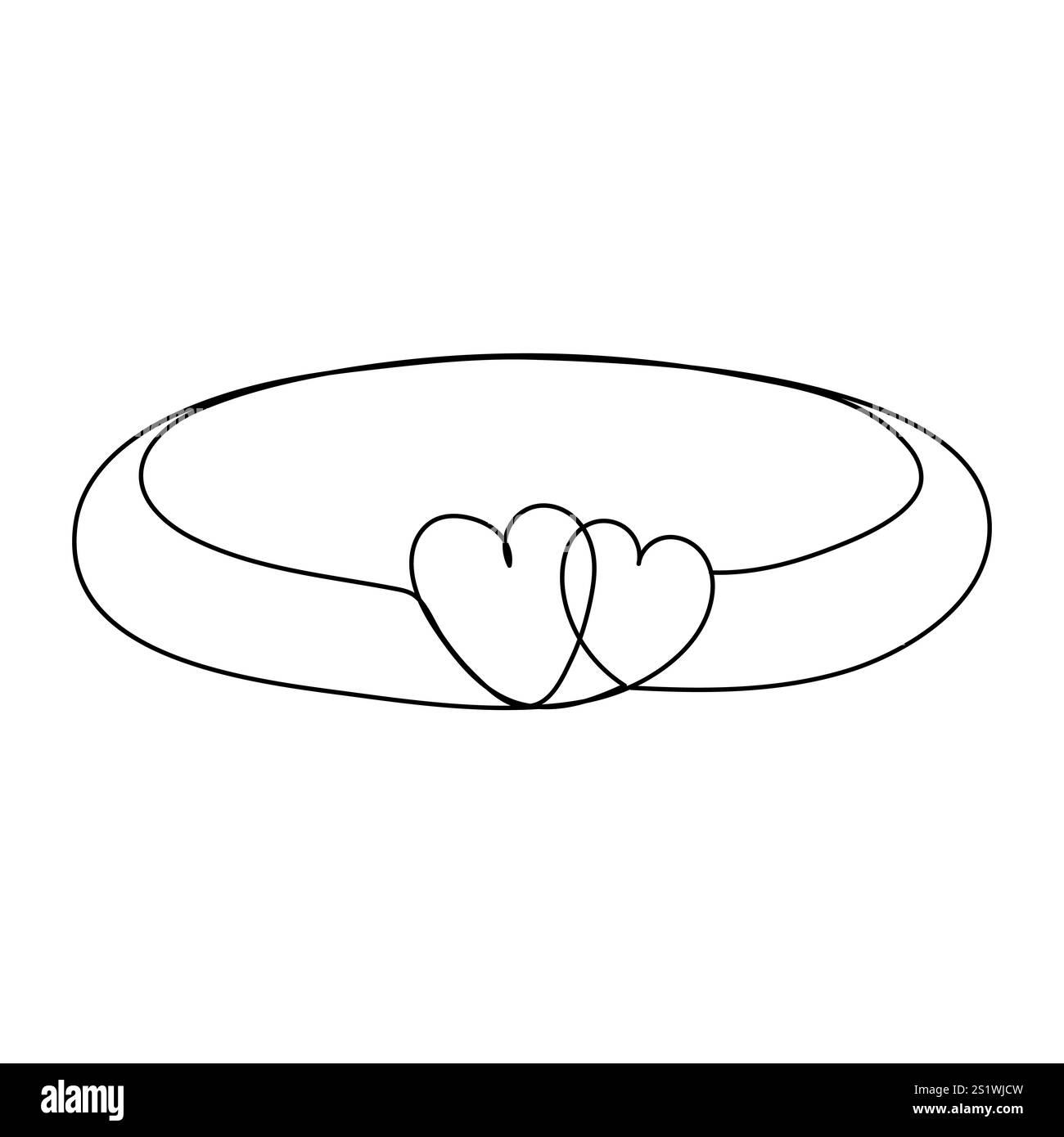 Vector Love Two Hearts logo signe romantique illustration symbole paires passion et calligraphie de mariage élément de conception de la saint-valentin modèle de salutation Illustration de Vecteur